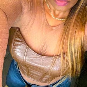 Women's J Lux Label faux leather crocodile corset top